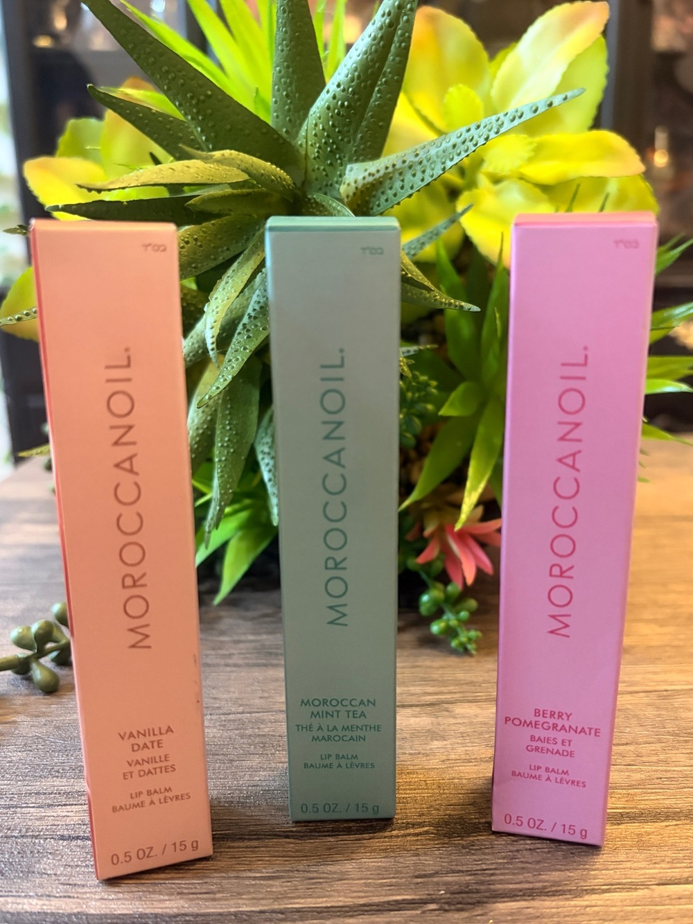 pick One!! Moroccanoil Lip Balm Trio – vanilla,berry pomegranate or  Mint